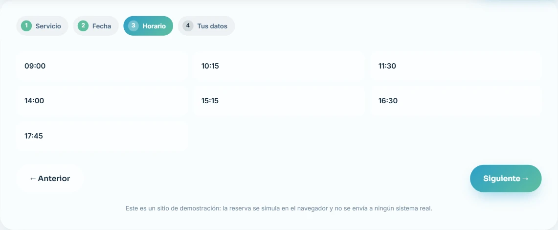 Paso 3 del turno online de ALBA: elegir el horario